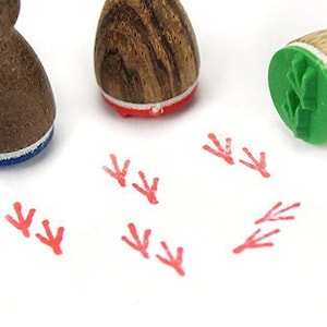 Stemplino Ministempel - Vogelfüße - Mini Stempel Wichtel Spuren im Schnee Holzstempel für Tagebuch Journal Tierspuren Fußabdruck Vögel