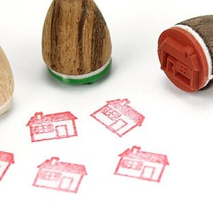 Stemplino Ministempel Haus Serie 3-Holz Motivstempel für Journal Kalender Weihnachtskarten basteln,Mitgebsel Kinder Stempel,Architektur Bild 1