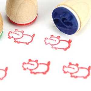 Mini timbro Stemplino - Hardi Hippo - Timbro in legno per artigianato, diario, pianificatore, zoo, animali, animale, ippopotamo, Africa, timbro per bambini