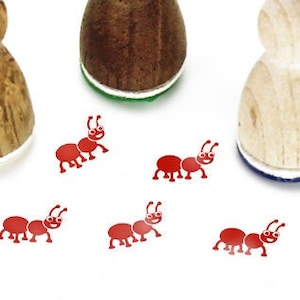 Stemplino Ministempel - Alfred Ameise - Holz Motivstempel für Journal Kalender Weihnachtskarten basteln,Mitgebsel Kinder Stempel,Tier Insekt