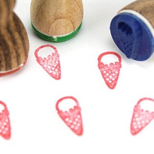 Stemplino Ministempel - Eis - Holzstempel Speiseeis Eiscreme für Tagebuch Planer Einladung Eistüte Eiswaffel Kindergeburtstag Sommer Party