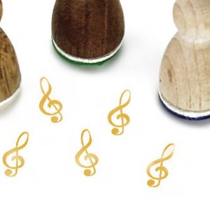 Stemplino mini timbro - chiave - piccolo timbro timbro in legno diario pianificatore bullet journal musicista hobby musicista concerto
