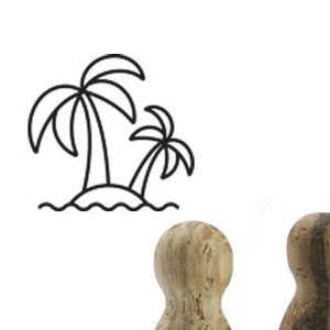 Stemplino Ministempel - Insel - Holzstempel Motivstempel Tagebuch Planer Bullet Journal Einsame Island Palmen Strand Urlaub