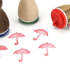 Stemplino Ministempel - Regenschirm - Holzstempel für Tagebuch Planer Bullet Journal Stempeln Regen Wetter Regenwetter Schirm