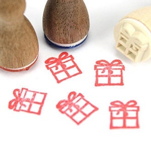 Stemplino Mini sello de regalo Mini sello de madera de gnomo para tarjetas de diario, cumpleaños, Navidad, calendario de Adviento, puerta de gnomo