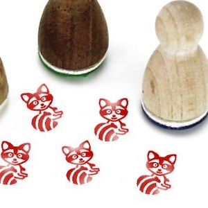 Stemplino Ministempel - Waschbär - Holzstempel Holzstempel für Tagebuch Planer Bullet Journal Zoo Waldtiere racoon Roter Panda