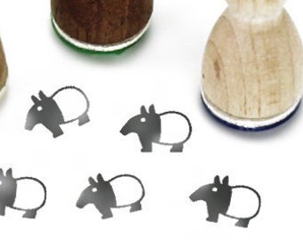 Stemplino Ministempel - Toni Tapir - Mini Stempel aus Holz Tagebuch Planer Bullet Journal Zoo Tier Tierpark Säugetier Ameisenbär