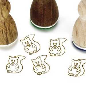Mini sello Stemplino - ardilla - sello con motivo de madera para el calendario de revistas, hacer tarjetas de Navidad, obsequios, sellos para niños, animales del bosque