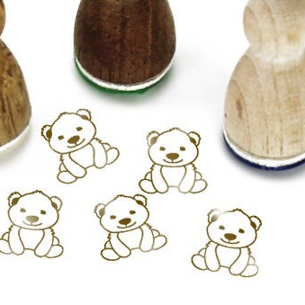 Stemplino Ministempel -Egon Eisbär- Holz Motivstempel für Journal Kalender Weihnachtskarten basteln,Mitgebsel Kinder Stempel,Tier Teddybär