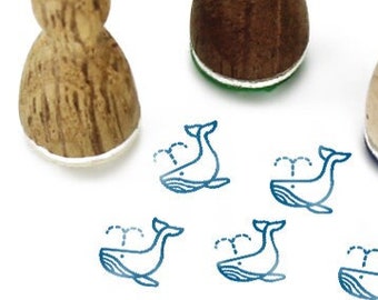 Stemplino Ministempel - Zweite Wal - Holz Motivstempel für Journal Kalender Weihnachtskarten basteln,Mitgebsel Kinder Stempel,Tier Zoo Meer