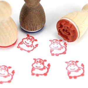 Stemplino Ministempel - Kerstin Kuh - Holzstempel Holzstempel Tagebuch Planer Bauernhof Tiere Notztiere Cow Farm Milch