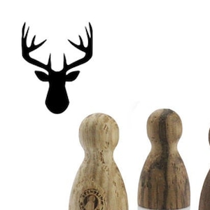 Stemplino Ministempel - Hirschgeweih - Holzstempel für Tagebuch Planner Herbst Weihnachts Jäger Mitbringsel Hirsch Rentier