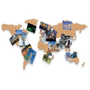 Korkwelt Pinnwand - Kork Weltkarte mit Pin Europakarte Memoboard für Büro Wohnzimmer Korktafel Foto Wand Deko Holz Kinder Klassenzimmer