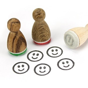 Stemplino Mini Stempel - Smiley - Houten Stempel Souvenir Dagboek Lachend Gezicht Lof Stempel Dagboek Emoji Lerarenstempel Lof