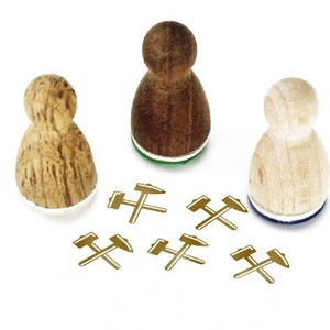Mini timbro Stemplino - maglio e ferro - timbro in legno per diario pianificatore minatore strumento di costruzione mineraria mostra il mio hobby