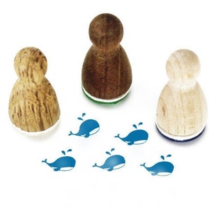 Mini sello Stemplino - Ballena Walter - Sello con motivo de madera para diario, calendario, tarjetas de Navidad, sello para bolsa de fiesta infantil, Animal marítimo