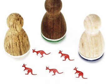 Minisello Stemplino - Konrad Kangaroo - Sello de madera para diario, agenda, diario de viaje, zoológico, animales, viaje a Australia
