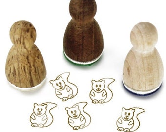 Stemplino Ministempel - Eichhörnchen -Holz Motivstempel für Journal Kalender Weihnachtskarten basteln,Mitgebsel Kinder Stempel,Tier Waldtier