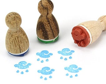 Stemplino Mini Stamp - Rain Cloud - Wooden Stamp for Diary, Planner, Bullet Journal, Weather Record, Weather Chart, Calendar