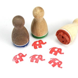 Mini timbro Stemplino - Elefante - Timbro in legno Planner Diario di viaggio Africa Zoo Animali Timbro per bambini Timbro con motivo Animale | Serie 1 - A002