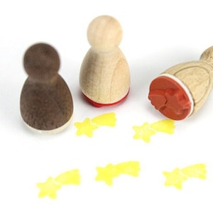 Mini carimbo - estrela cadente - mini carimbo infantil feito de madeira para cartões de registro no diário pintura decoração chuva de meteoros meteorito estrelas cadentes céu