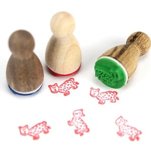 Stemplino Ministempel - Leopard Luis - Holzstempel Holzstempel für Tagebuch Planer Zoo Tiere Kinderstempel Kindergeburtstag