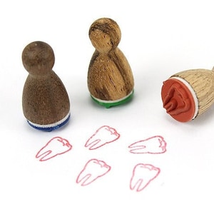 Stemplino Mini Tampon - Dent - Mini Tampon en Bois pour Enfants pour Journal Bullet Journal Rendez-Vous Dentiste Dentiste Date Dent