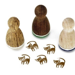Stemplino Ministempel - Katze - Holz Motivstempel für Journal Kalender Weihnachtskarten basteln,Mitgebsel Kinder Stempel,Tier Haustier
