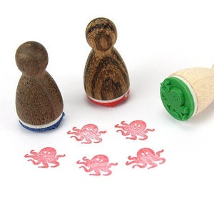 Stemplino Mini Timbro -Kuni Octopus- Mini Timbro Polpo Regalo Diario Diario Mare Oceano Marittimo Acquario Animali Calamari Meduse