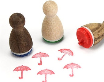 Stemplino Mini Stamp - Umbrella - Wooden Stamp for Diary, Planner, Bullet Journal, Rain, Weather, Rainy Weather, Umbrella