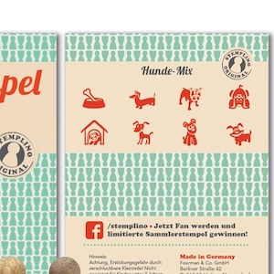 Set di timbri mini in legno a forma di cani, 8 pezzi con tampone d'inchiostro