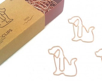 GOLDCLIP Büroklammer Hund in roségold - Heftklammern Set mit Verpackung (Inh. 15 Stück) - edel und ideal als Geschenk