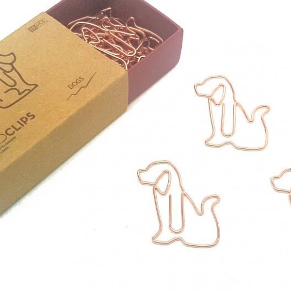 GOLDCLIP Büroklammer Hund in roségold - Heftklammern Set mit Verpackung (Inh. 15 Stück) - edel und ideal als Geschenk