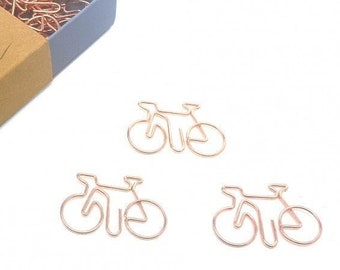 GOLDCLIP Büroklammer Fahrrad Motiv roségold - 15 Papierklammern in Sonderform in Verpackung -  Paperclip Briefklammern Lesezeichen