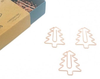 GOLDCLIP Büroklammer Tannenbaum in roségold - Heftklammern mit Verpackung (Inh. 15 Stück) - edel und ideal als Geschenk Weihnachten