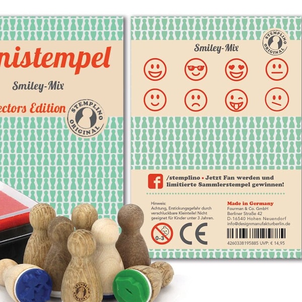 Geschenke Idee Mini Stempel Set Smiley, Leherstempel Gesicht Emoji Lachen Lobung Einschulung Schultüte für Kinder basteln