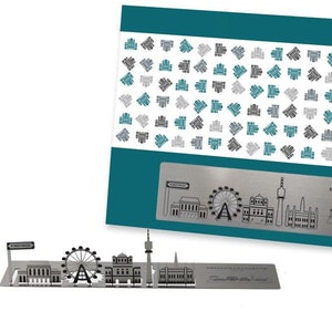 Skulpo® Edelstahl Klappkarten - Skyline Wien- 3D Grußkarten Pop-up Karten Basteln Geschenk Kinder Schreibtisch Skulptur Deko Miniatur