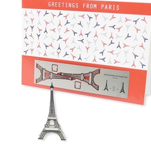 Skulpo® Cartes pliantes en acier inoxydable - Tour Eiffel - Cartes de vœux 3D Cartes pop-up Cadeau artisanal Sculpture de bureau pour enfants Miniature décorative