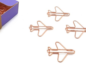 GOLDCLIP trombone motif avion or rose - 15 pinces à lettres de forme spéciale avec emballage trombone trombones signet pilote