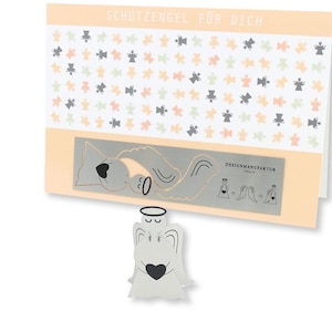 Skulpo® Edelstahl Klappkarten - Schutzengel- 3D Grußkarten Pop-up Karten Basteln Geschenk Kinder Schreibtisch Skulptur Deko Miniatur