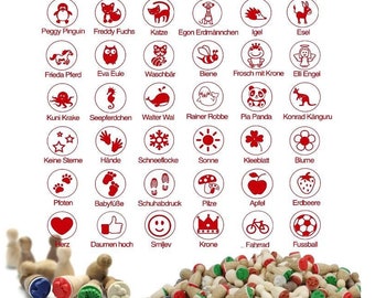 Stemplino Mini Stamps - Bestseller Motif - Gnome Stamps for Christmas Advent Calendar Filling, Children&#39;s Christmas Stamps Craft Animals
