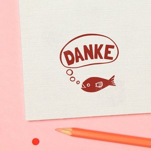 Stemplino L Stempel - Danke Fisch - Holzstempel zum Basteln Scrapbooking Bullet Journal Alben Geschenke Karten selbstmachen