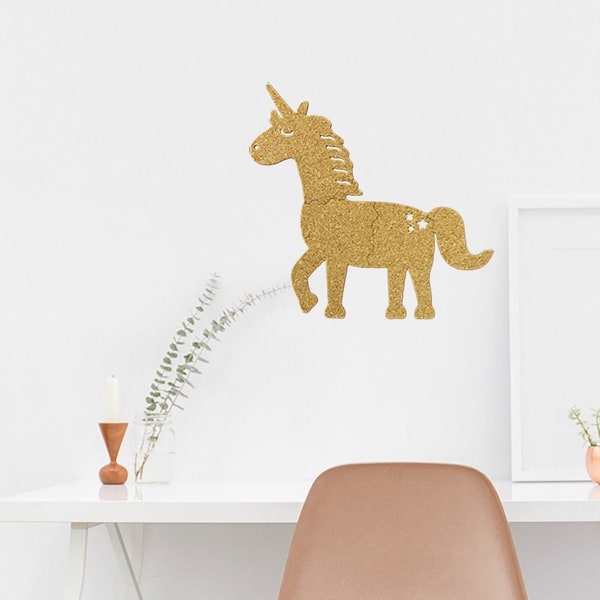 Korkbild Einhorn - Pinnwand Korktafel für Klassenzimmer Kinderzimmer Wandtatoo nachhaltig Wanddeko Schreibtisch Organizer