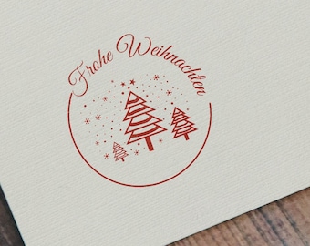 Stemplino L Stempel - Frohe Weihnachten Wald Bäume - Holzstempel zum Basteln Scrapbooking Bullet Journal Alben Geschenke Karten selbstmachen