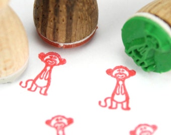 Stemplino Ministempel - Egon Erdmännchen - Mini Stempel Kinder Holzstempel für Tagebuch Journal Mungo Mongoose Meerkat Timon Zoo Tiere