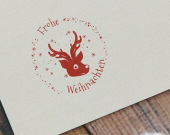 Stemplino L Stempel - Rudolf Kopf Frohe Weihnachten Hirsch Rentier