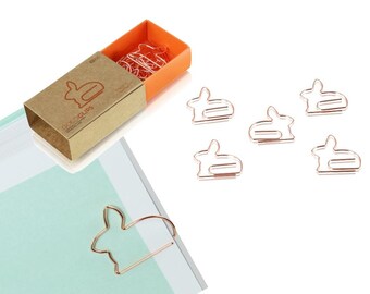 GOLDCLIP Büroklammer Hase in roségold - Heftklammern Set mit Verpackung (Inh. 15 Stück) - edel & schön als Geschenk