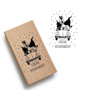 Christmas stamp motif stamp -Car Merry Christmas- personal Christmas gift Christmas card Christmas decoration crafting, Pro-010 32 x 42 mm