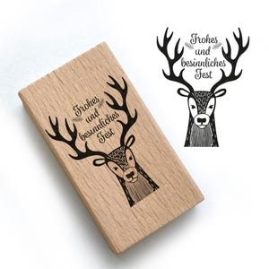 Christmas stamp motif stamp DIY -deer- personalized Christmas gift Christmas card Christmas decoration crafting, Pro-001 32 x 39 mm