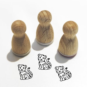 Ministempel -Luka Leopard- Tier Motiv Kinderstempel zum Basteln Malerei Journal Adventskalender kleine Geschenke,Serie 10-F002